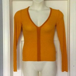 Urban Outfitters gold long sleeve fitted V shirt M